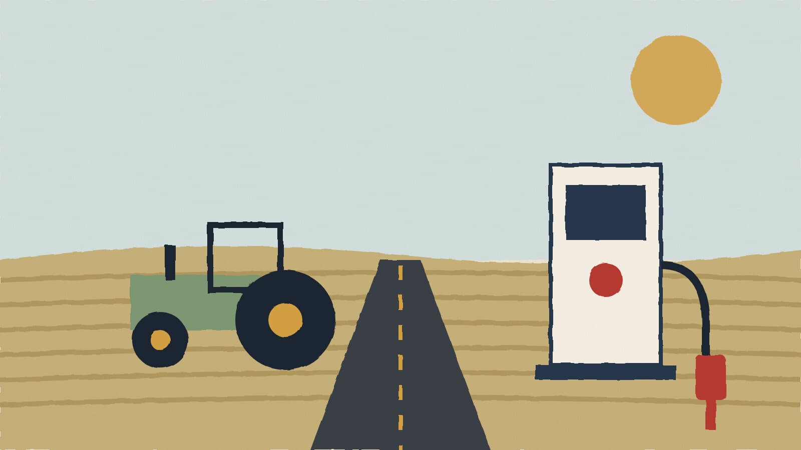 Farm tractor and fuel pump - illustration, Jake Team LLC