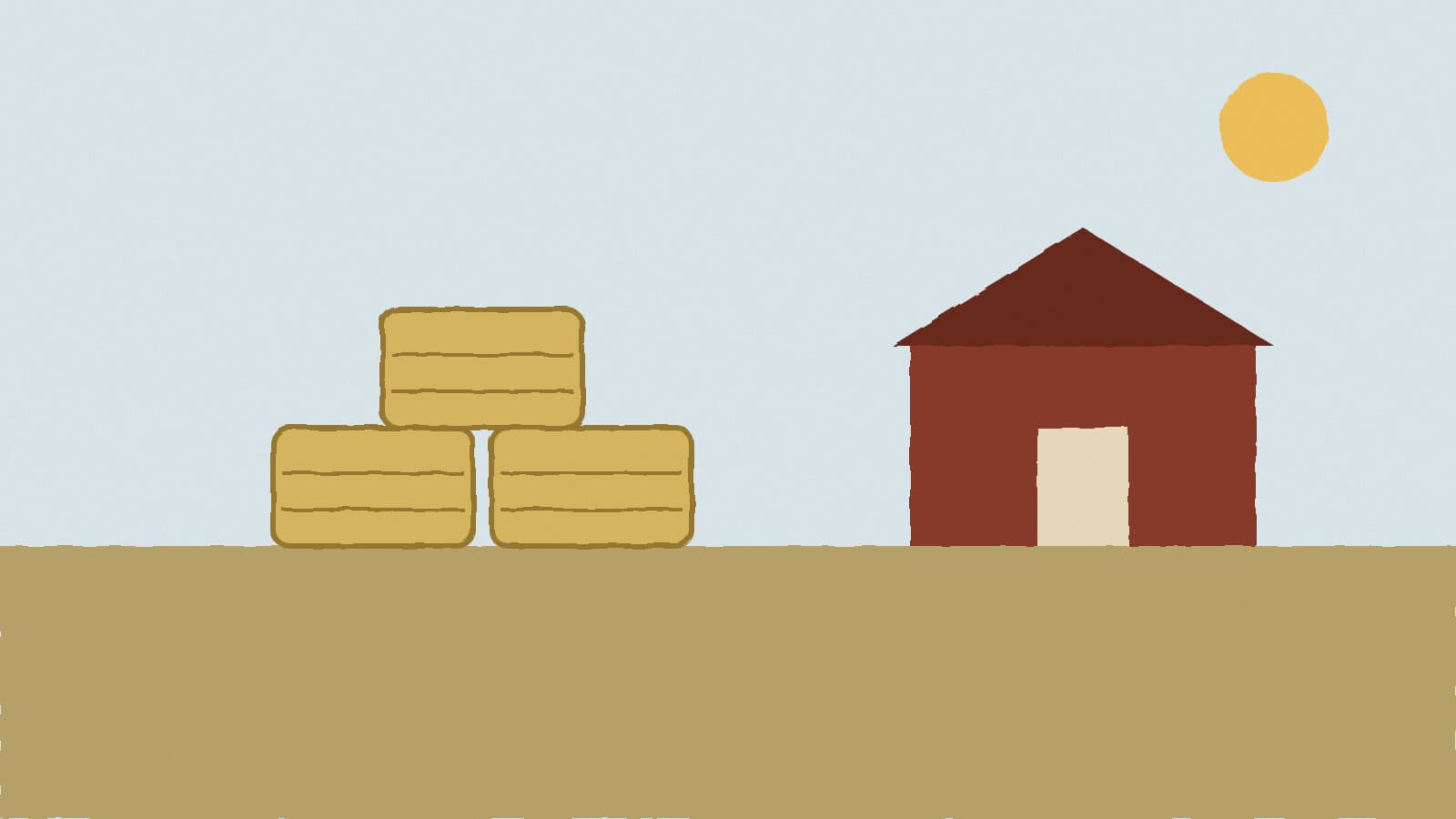 Hay bales and barn - illustration, Jake Team LLC