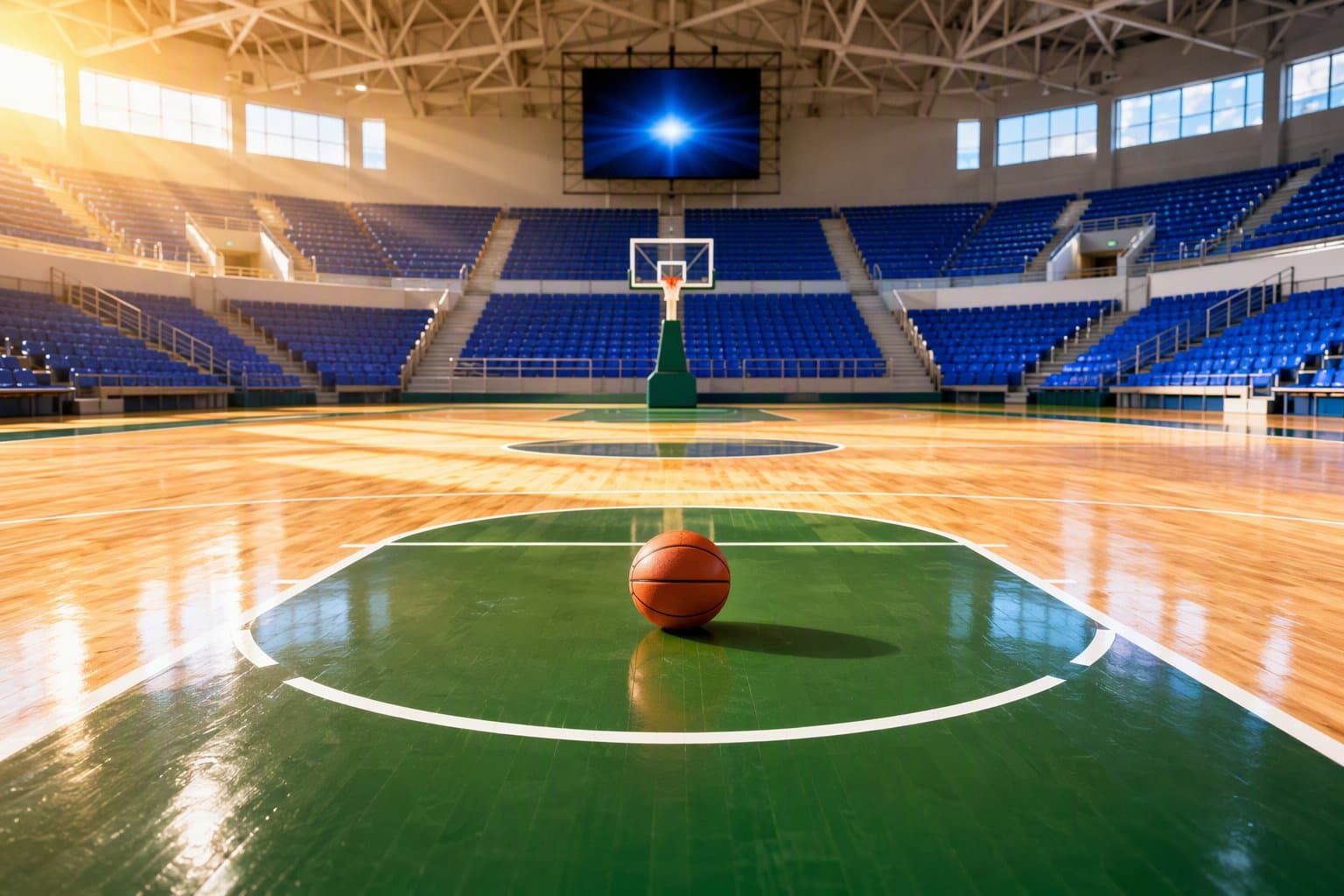 Sunlit Basketball Arena - illustration, Jake Team LLC