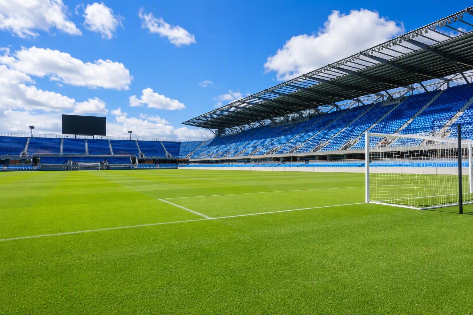 Sunlit empty stadium - illustration, Jake Team LLC
