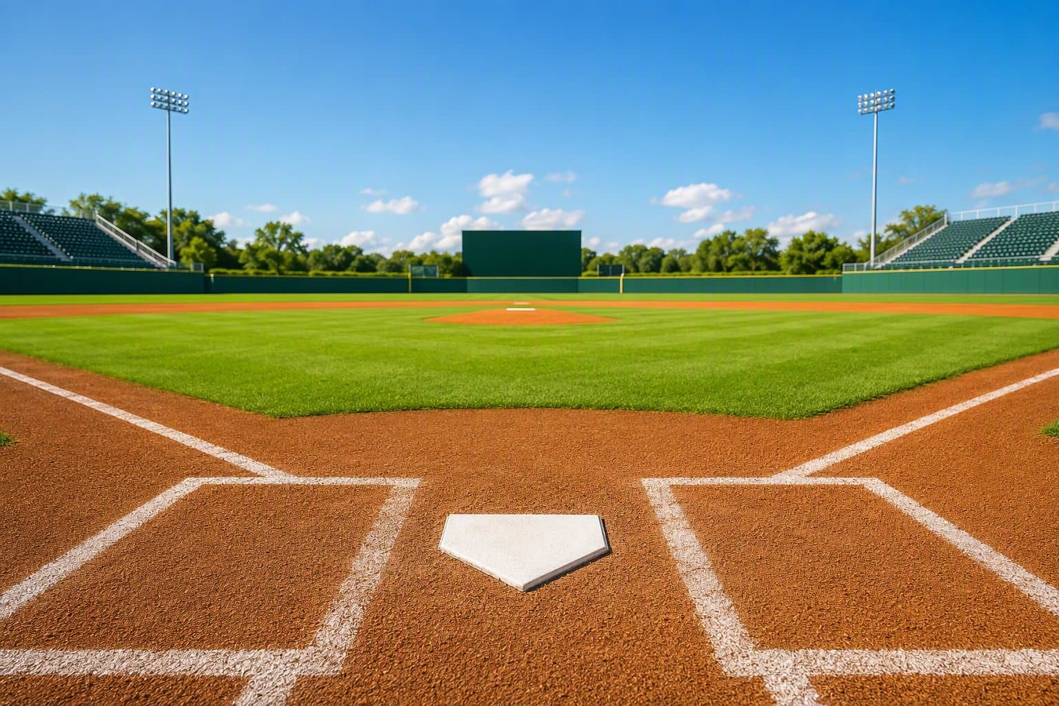 Sunlit Baseball Stadium - illustration, Jake Team LLC