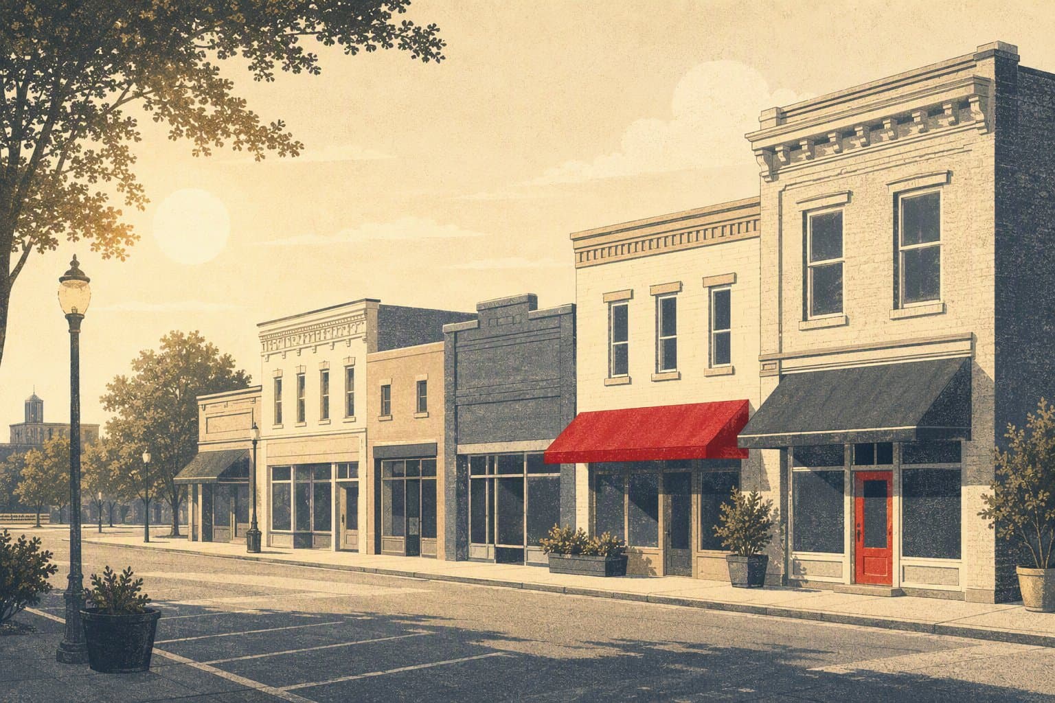Denison storefronts - illustration, Jake Team LLC