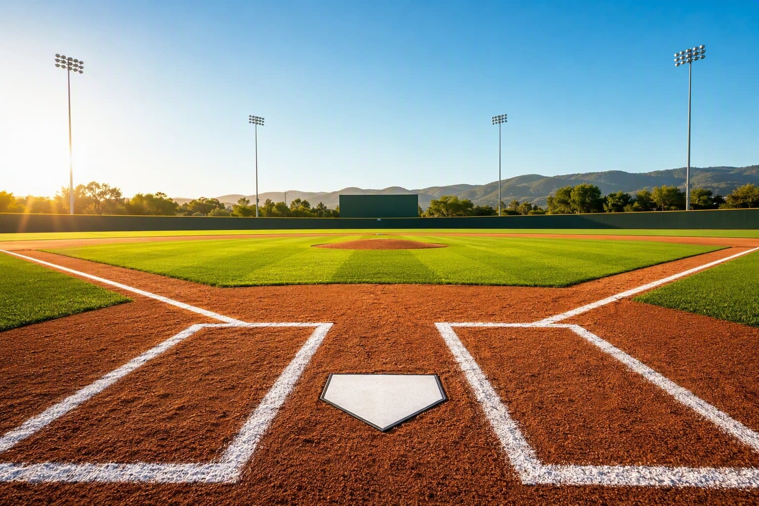 Sunlit Baseball Field - illustration, Jake Team LLC