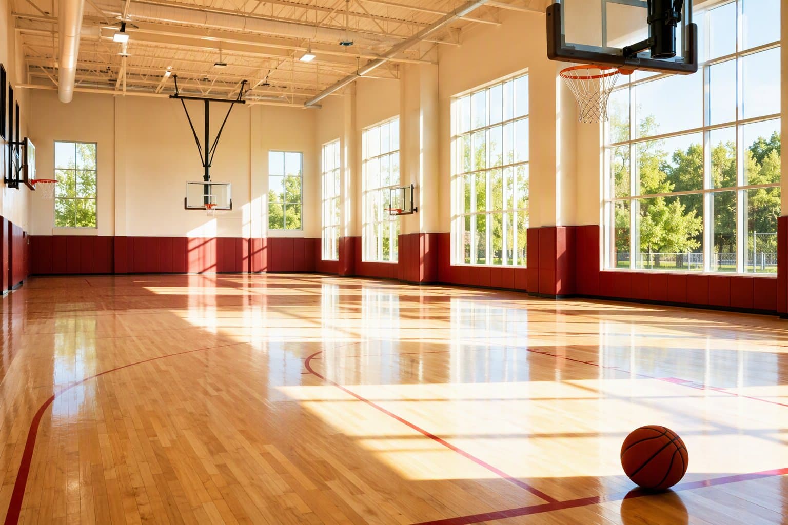 Sunlit Basketball Court - illustration, Jake Team LLC