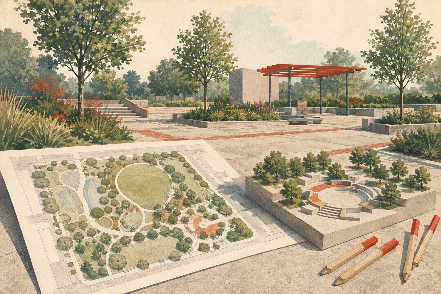 Downtown Park Rebuild - illustration, Jake Team LLC