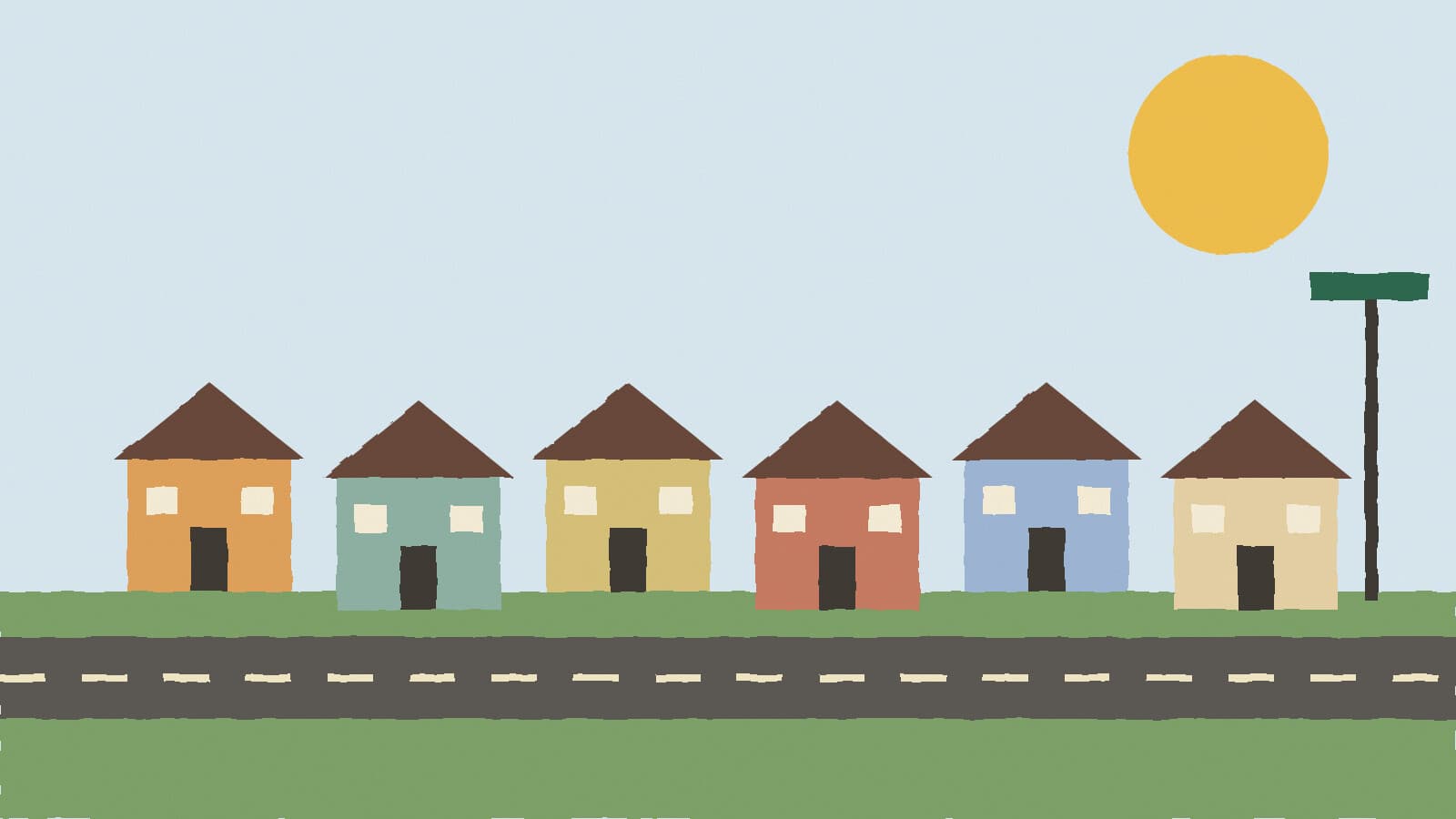 Small new homes on corner - illustration, Jake Team LLC