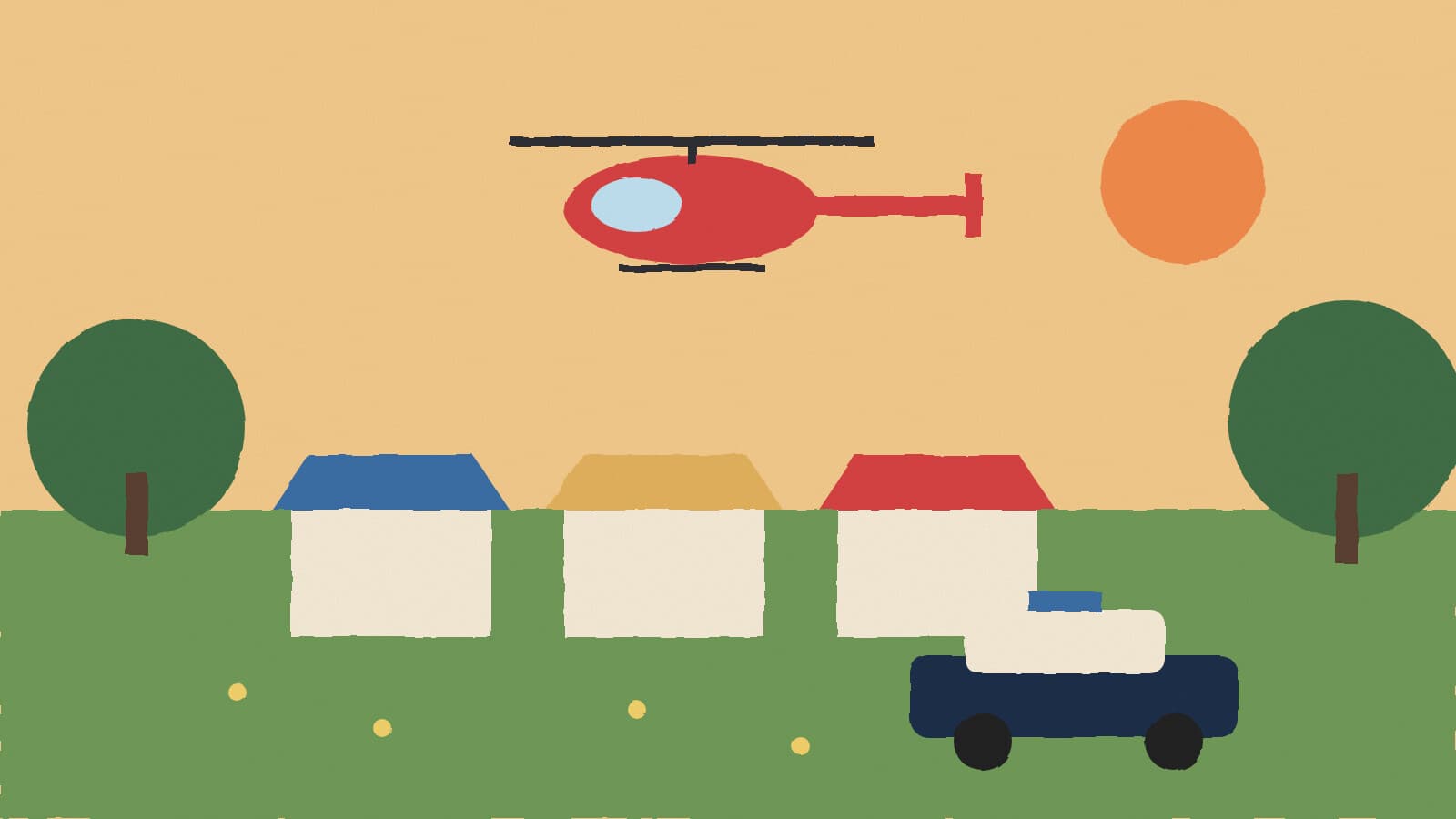 Families meet officers at park - illustration, Jake Team LLC