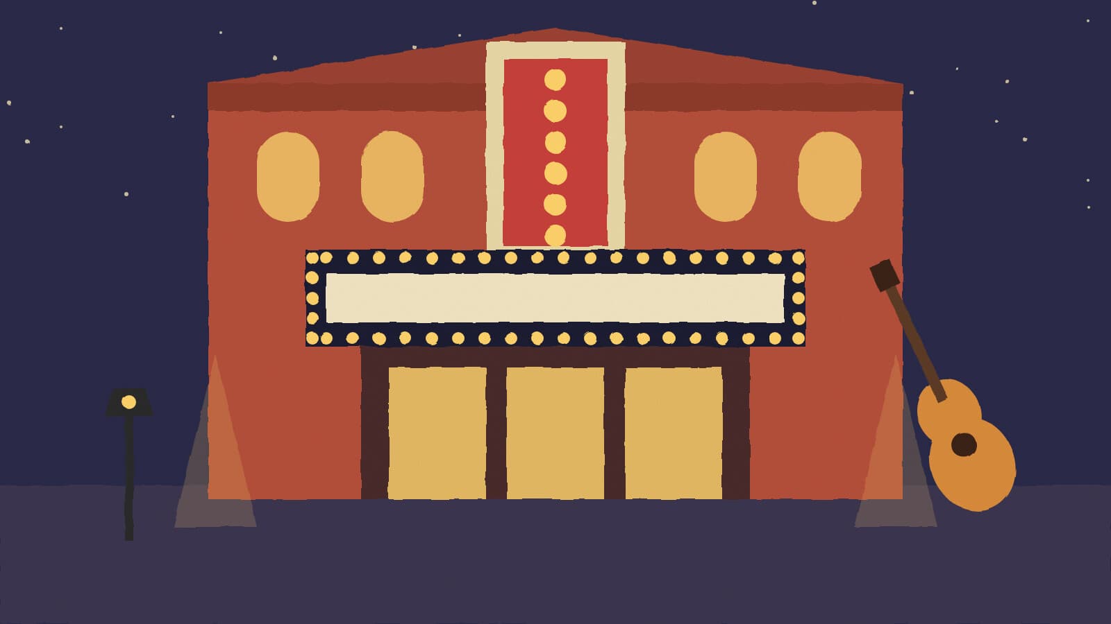 Historic theater marquee at night - illustration, Jake Team LLC