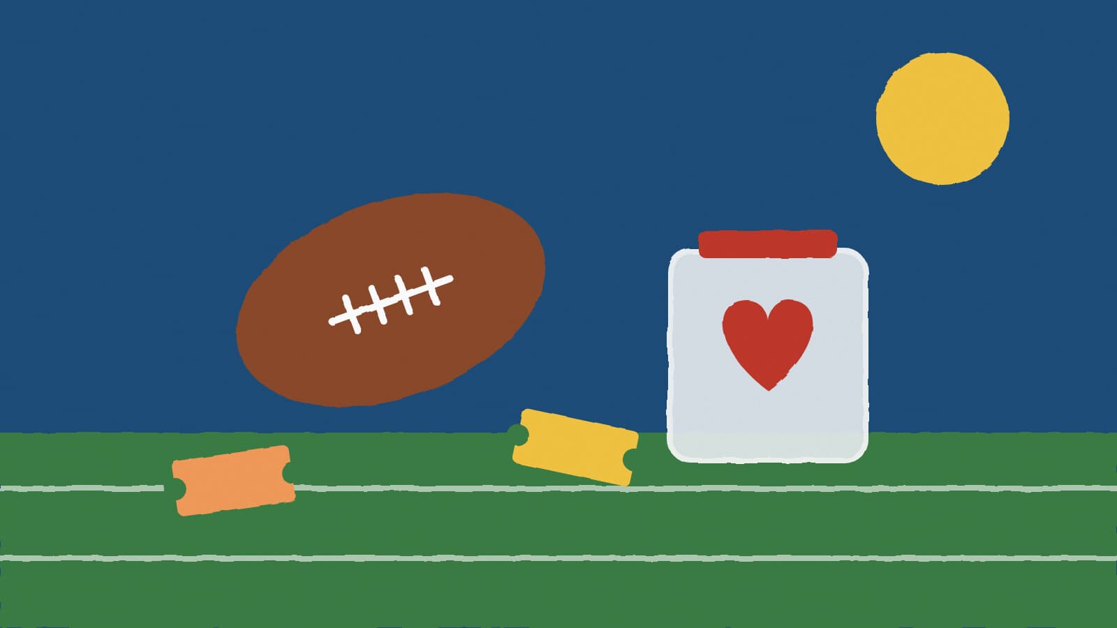Football and donation jar - illustration, Jake Team LLC