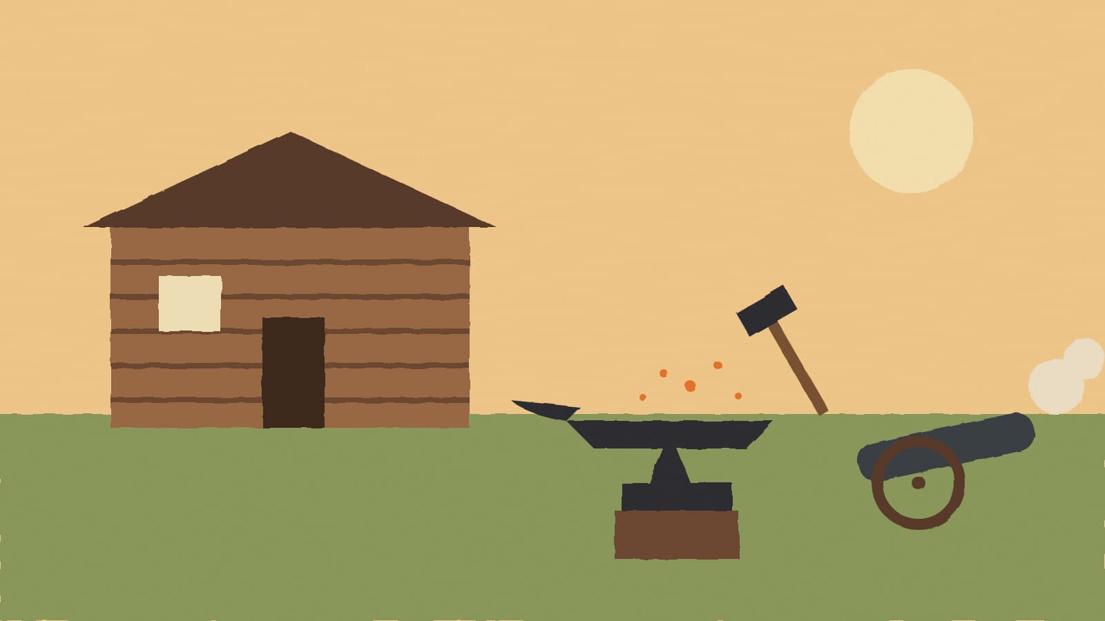 Frontier blacksmith demonstration - illustration, Jake Team LLC