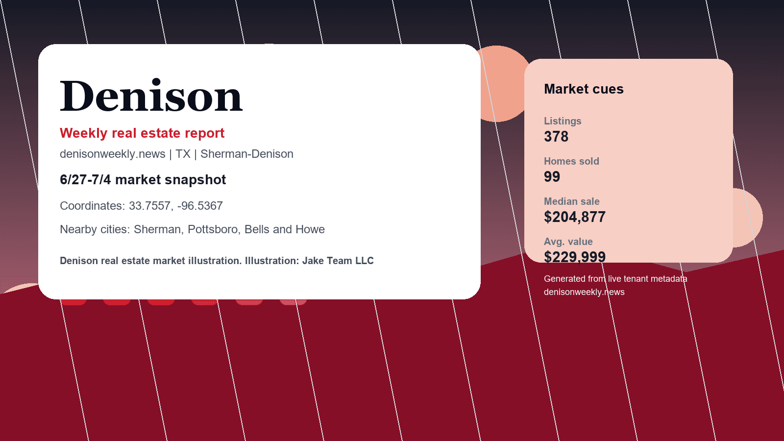 Denison real estate market illustration. Illustration: Jake Team LLC